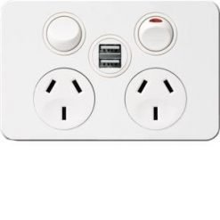 Hager Silhouette Double GPO + USB White